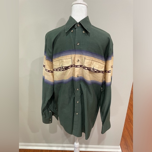 Roper Other - Vintage Roper Aztec Design Green Dress Shirt Long Sleeve Size Medium Men’s